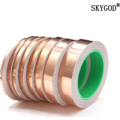 Length 20M 5/6/8/10/15/20/25/30/35/40/45/50mm Single/Double Sided Conduct Copper Foil Tapes Thickenss 0.05mm