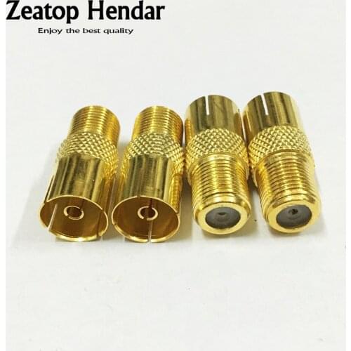 100Pcs Gold Coaxial Coax RF Adapter Connectors TV PAL Female to "F" Female F/F Plug