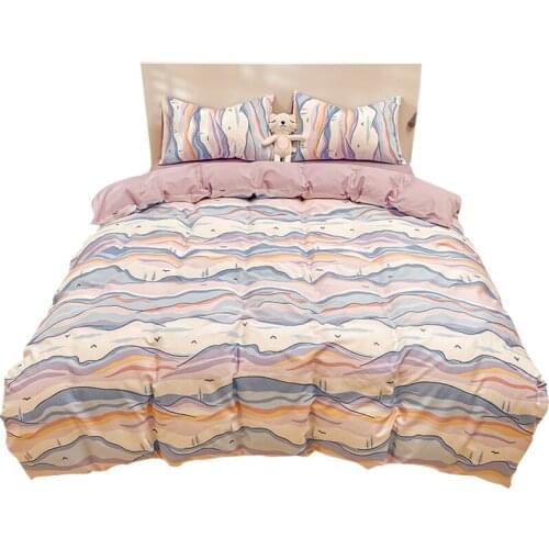 Nordic Style Ins Cotton Bed Four-Piece Set 100 Cotton Student Dormitory Bedding Bed Sheet Fitted Sheet Three-Piece Quilt Cover