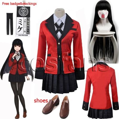 Jabami Yumeko Cosplay Costumes Shoes Kakegurui Compulsive Gambler Yumeko Jabami Cosplay Costume&Wigs Halloween Party Costumes