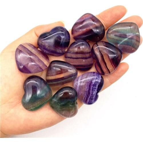 Beautiful 1pc Natural Colorful Fluorite Heart Shaped Quartz Crystal Healing Stones Home Decoration Natural Quartz Crystals