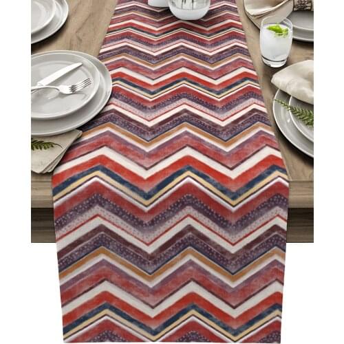 Nordic Style Stripes Red Table Runner Luxury Wedding Decoration Table Cover Christmas Decoration Tablecloth
