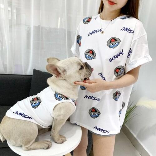Summer Pet Dog Vest For Small Medium Dogs Cartoon Print Dogs Costume for French Bulldog Pug Cotton Dog Tshirt Ropa Perro