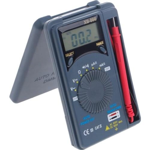 XB866 Mini Auto Range LCD Voltmeter Tester Tool AC/DC Pocket Digital Multimeter Q84D