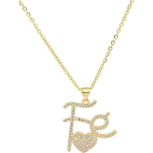 Fashion gold womens pendants necklaces punk hip hop initial chain necklace copper zirconia jewelry Fe iron necklace for women