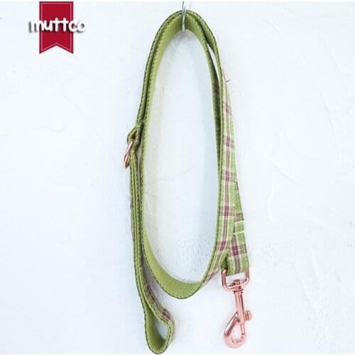 MUTTCO retailing self-design green personalized dog accessories THE GREEN PLAID 5 sizes dog leash UDC041M