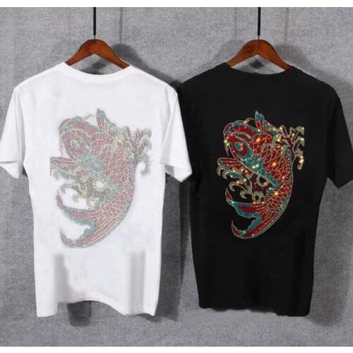 Men TShirt Mens Business Casual tShirts 2021 New Arrival Men Brand Clothing short Sleeve Rhinestone