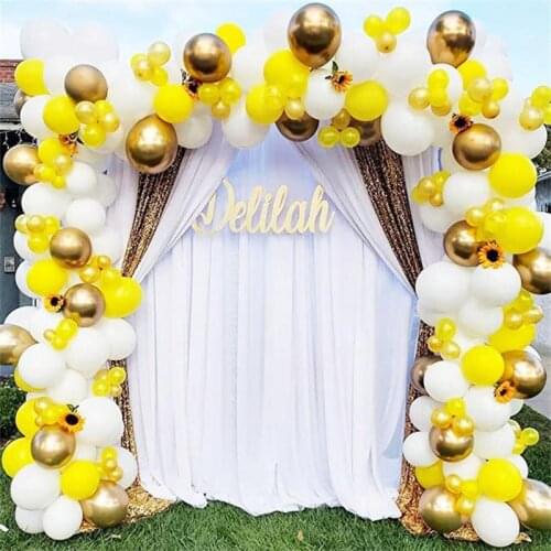 Gold Yellow White Set Metallic Latex Balloon For Sunflower Bee Party Favor Kids Boy Girl Baptism Birthday Wedding DIY Decoration