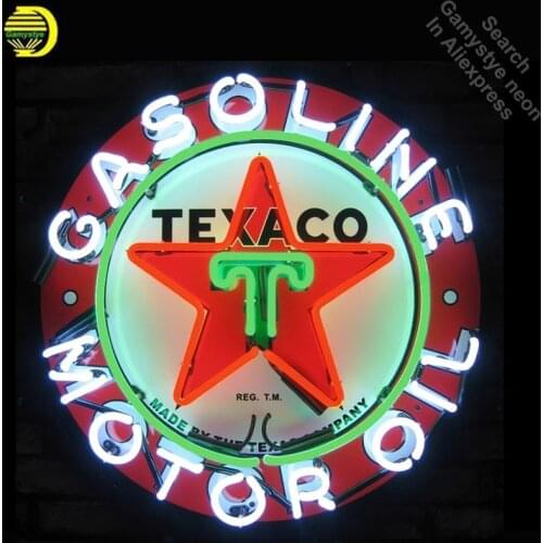NEON SIGN For Texaco Gasoline REAL GLASS Oil Gas BEER BAR PUB Club display Restaurant Signboard Shop Light Signs Print Board