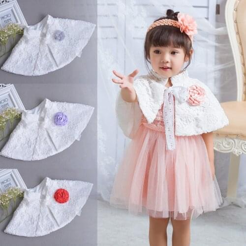 Newbron baby Shawl Lace Coat Girls Cloak Flowers Coats Baby Cardigan Wedding Infant Jackets White red For Baptism Dress