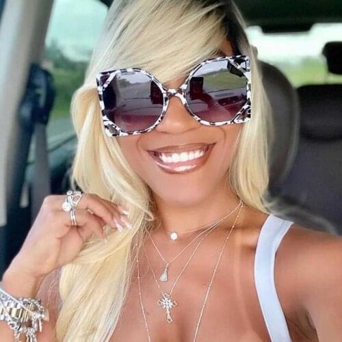 Unique Leopard Flower Print Square Sunglasses For Women Vintage Fashion Brand Gradient Uv400 Sun Glasses Female Elegant Shades