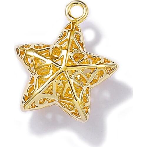 Factory wholesale Gold Color Brass Star Charms Pendants Necklace and Bracelet Earring Diy Jewelry Making Supplies Accessories