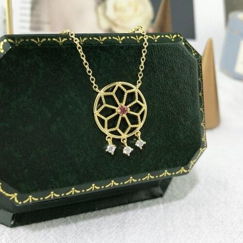 Double Fair Dreamcatcher Shaped Necklaces For Women Indian Style Light Gold Color Trendy Gift For Girls Fashion Jewelry N038