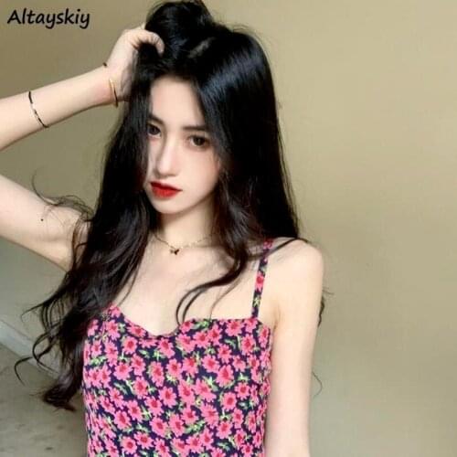 Sleeveless Dresses Women Summer Holiday Fashion Backless Streetwear Floral Mujer Students Cute Classic Clothing Mujer Vestido