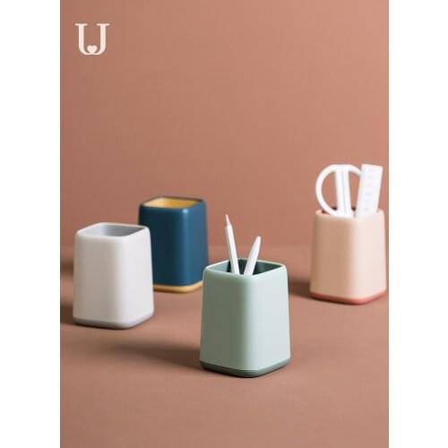 Simple and creative two-color desktop storage box office fashion pen holder student desktop pencil case