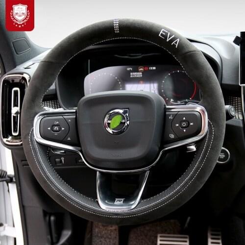 Steering wheel cover Real Alcantara for Volvo XC60 S60L XC90 S90 S80 Premium hand-sewn grip cover Comfortable car accessories