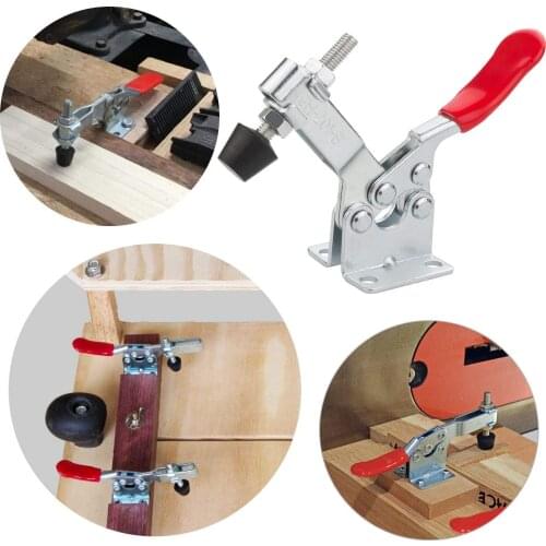 Hand Tool Toggle Clamp, 201B Antislip Red Horizontal Clamp, 220lbs Holding Capacity Toggle Clamp for Table Saw Jointing Jig Door