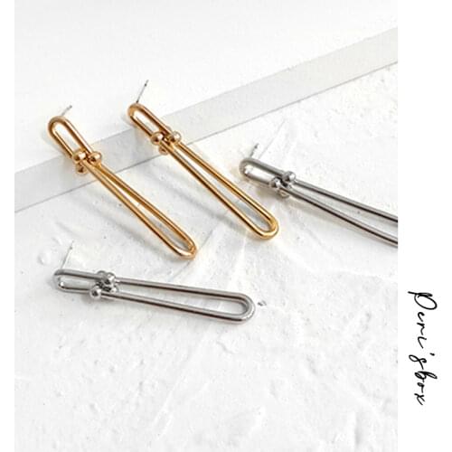 PerisBox Gold Silver Color Linked Double Circle Earrings Long Chain Earrings for Women Minimalist Earrings Drops 2020 Jewelry