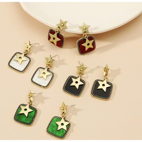 Fashion Geometric Shape Drop Earrings For Women Trendy Gold Color Star Birthday Party Earring