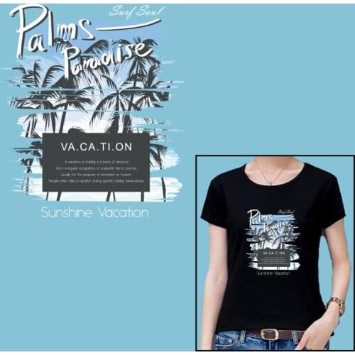 Blue Sky Coconut Holiday Style Pattern On Clothes Applique Decor Heat Vinyl Ironing Stickers Decor Applique on Clothes Washable