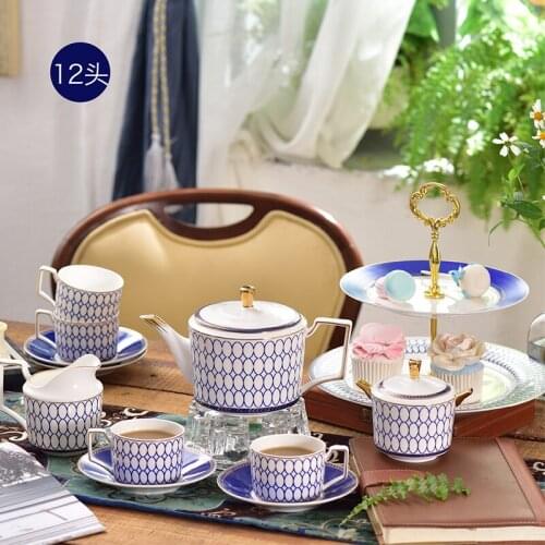 Bleus d'Ailleurs Bone China Coffee Set Luxury Porcelain Tea Set Advanced Pot Cup Ceramic Mug Sugar Bowl Creamer Teapot Drinkware