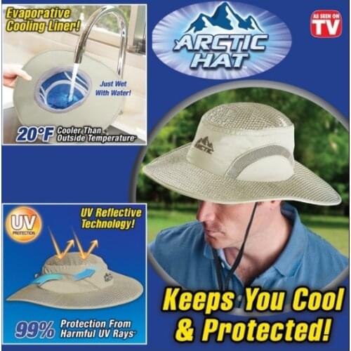 Sun Hat UV Protection Arctic Cap Hat Cooling Ice Cap Sunscreen Hydro Cooling Bucket Hat Summer Wide Brim Bucket Hat