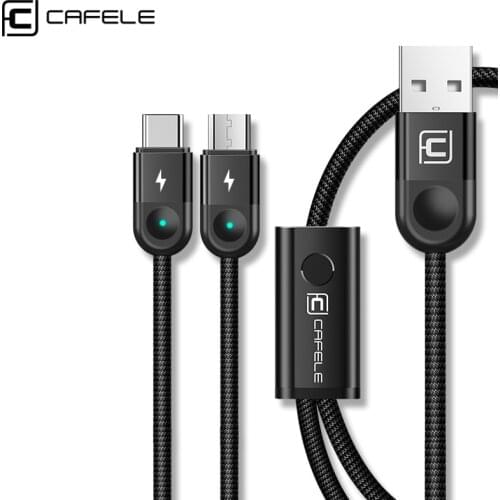 Cafele 2 in 1 USB Cable Micro Type USB C Cable For iPhone X XR 7 Charger Charging Wire For Huawei P30 Samsung S9 130CM Data Sync