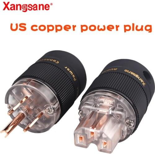 Xangsane P-06Cu 1set Pure red copper US audio HiFi power plug power cable DIY accessories set of power amplifier cable