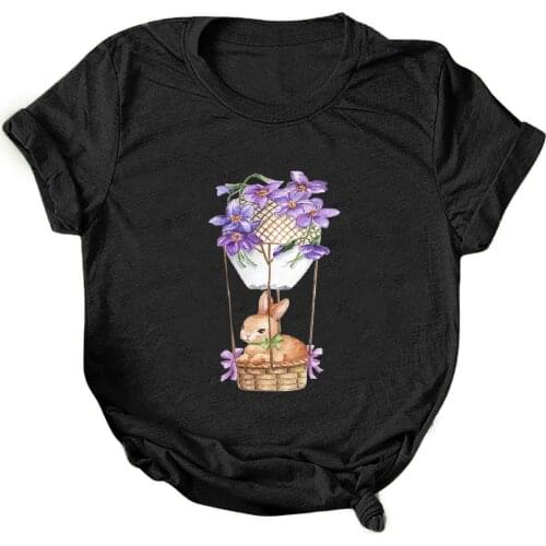Women 2021Cartoon Rabbit Summer Print Lady T-shirts Top T Shirt Ladies Graphic Female Tee T-Shirt Loose T-Shirt Blouse Tops