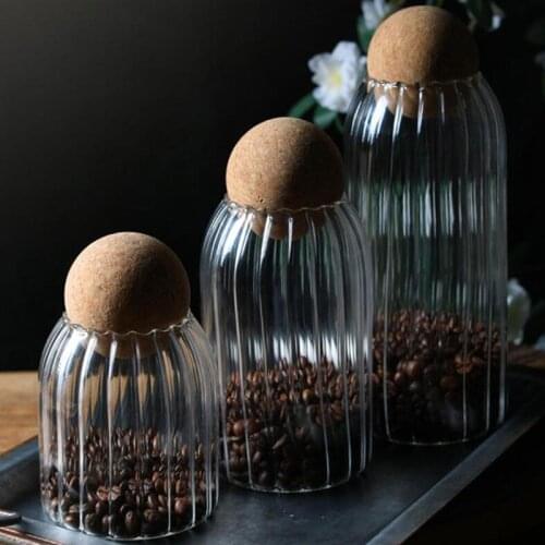 1pc Glass Tea Can Round Cork Tea Seasoning Can Transparent Storage Can For Home Kitchen Storage Jar
