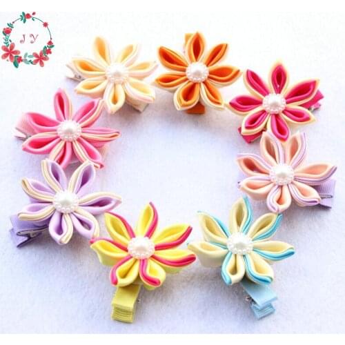 10pcs/lot assorted Candy Metal Alligator hair clips ribbon Cherry flower Clip Hairband barrettes Toddler hair pins gift 2inch