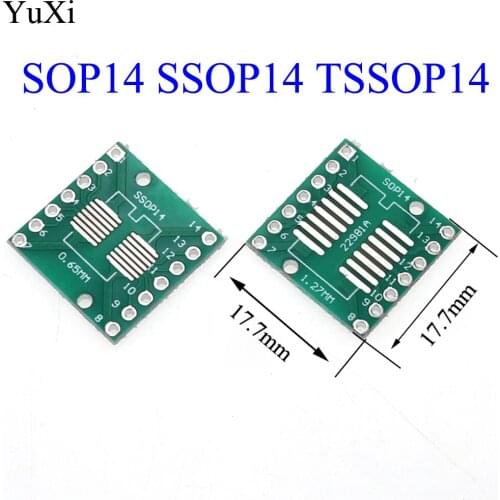 10pcs SOP14 SSOP14 TSSOP14 to DIP14 Pinboard SMD To DIP Adapter 0.65mm/1.27mm to 2.54mm DIP Pin Pitch PCB Board Converter Socket