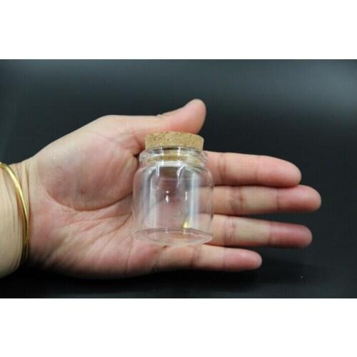 100pcs 47*50mm Glass Bottles With Cork Transparent Mini Empty Glass Vials Jars Container Clear Food Bottle Wedding Holiday Decor