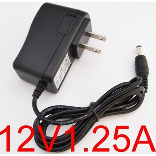 100PCS High quality DC 12V 1.25A IC program AC 100V-240VConverter Switching power adapter1250mA Supply US Plug DC 5.5mm x 2.1mm