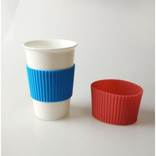 100pcs Height:5.5cm Food Grade Silicone Wraps For Mugs Ceramic Cup Sleeves Recyclable Heat Insulation