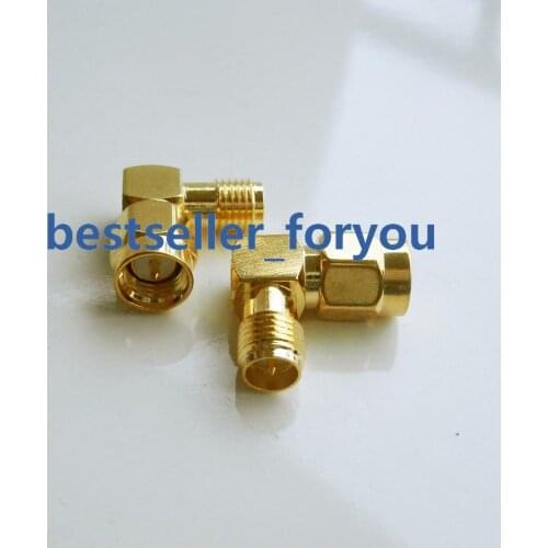 1x SMA Male Plug To RP-SMA Female Jack Plug Right Angle 90 Degree RF Adapter ConnectorBrass