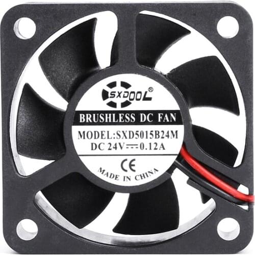 2PCS SXDOOL 2Pin 24V 5015 50x50x15mm 50MM DC Mini Radiator Dual Ball Bearing Cooling Fan Cooler long service life high quality