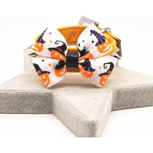 2018 Halloween Pumpkin Collar And Leash Set With Bow Tie Dog Cat Necklace Leash For Pet Gift Collars Lead Festival Pet Products