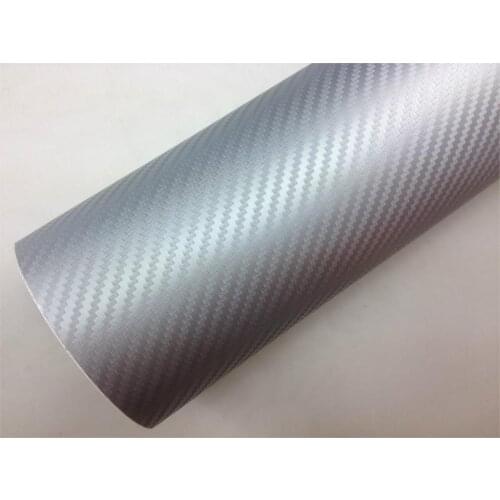 30CM x 1.27Meter Silver Carbon Fiber Vinyl Car DIY Wrap Sheet Roll Film Sticker Decal