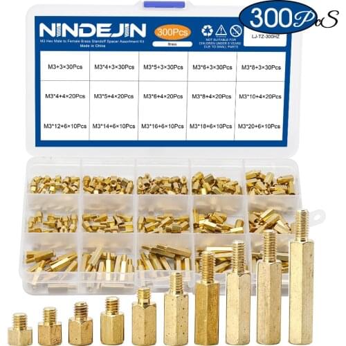 300pcs/set M3 Male Female Hex Brass Standoff Spacer Assortment Kit hexagon gold pcb standoff Pillar motherboard standoff