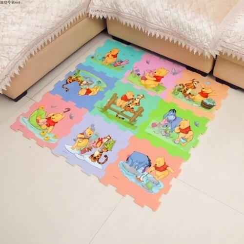 9 Pcs/lot Disney Mickey Baby Puzzles Playmats Infant Carpet Eva Foam Kids Rug Baby Playing Mat 30*30*0.6cm Baby Activity Gym
