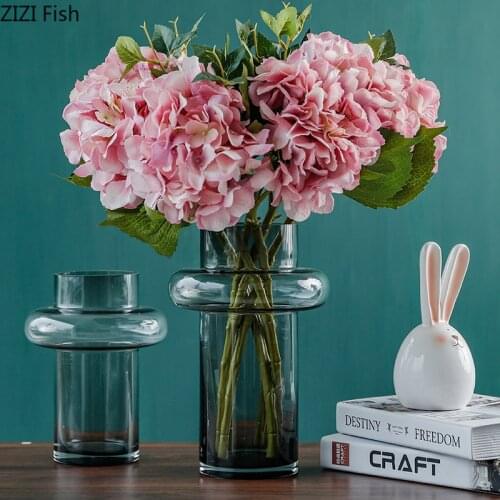 American Glass Countertop Vase Decoration Dried Flowers Flower Arrangement Decoration Room Bookcase Transparent Hydroponic Vases
