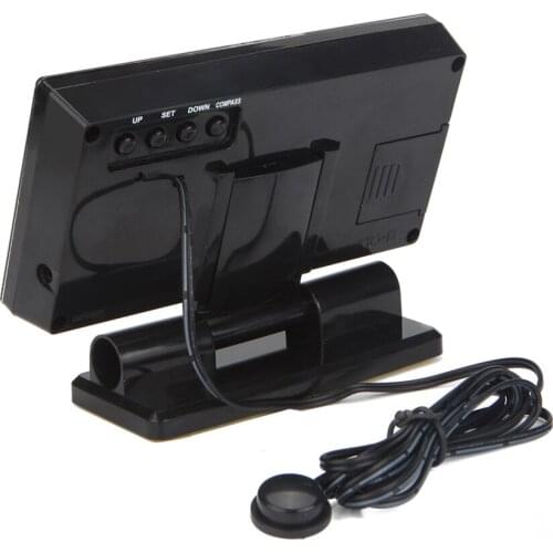 Car Digital Compass Large LCD Display Blue LED Backlight with Clock Temperature Calendar Display