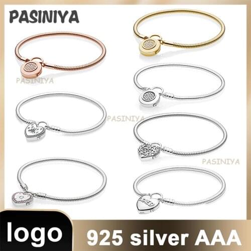 1 Sterling Silver Bracelet S925 With Logo LoveLetter Diamond Pendant Bracelet Romantic Sweet Girl Favorite Best Gift