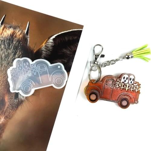 Truck Epoxy Resin Mold Keychain Pendant Silicone Mould DIY Crafts Jewelry Necklace Casting Tools