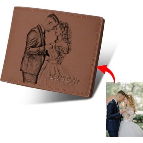 Wallet Custom Wallet PU Leather Wallet Mens Double-sided Custom Inscription Photo Purse Christmas Gift Custom Wallets engraved