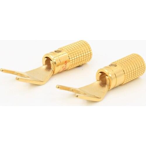 CB433G High End Audio Grade brass Gold Plated Wire Connector Y Spade Audio Terminal for DIY Speaker cable