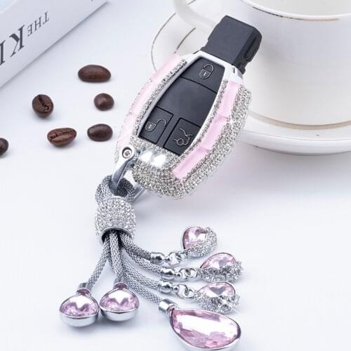 High quality Diamond Zinc Alloy Car Key Case Cover Holder For Mercedes Benz W203 W210 W211 W124 W202 W204 AMG CLA Accessories
