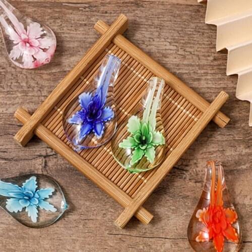 Decorative Glass Multi-use Flower Pattern Brush Pen Holder for Students