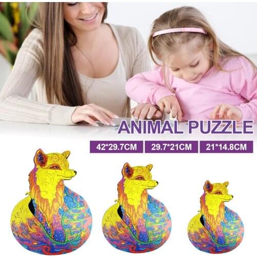 Fox Puzzle Wooden Jigsaw Puzzles Unique Shape Jigsaw Pieces Best Gift for Adults and Kids